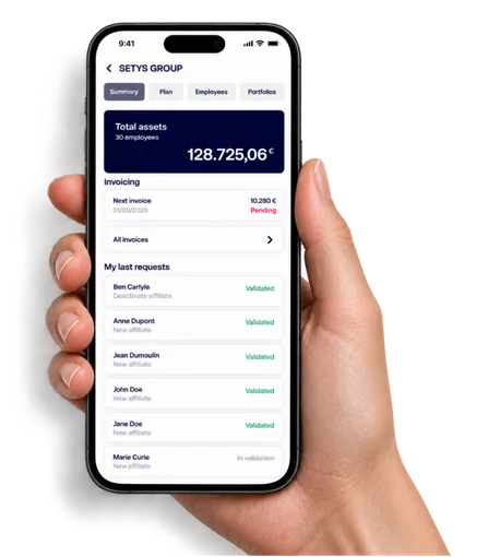 Easyvest employer dashboard on a phone