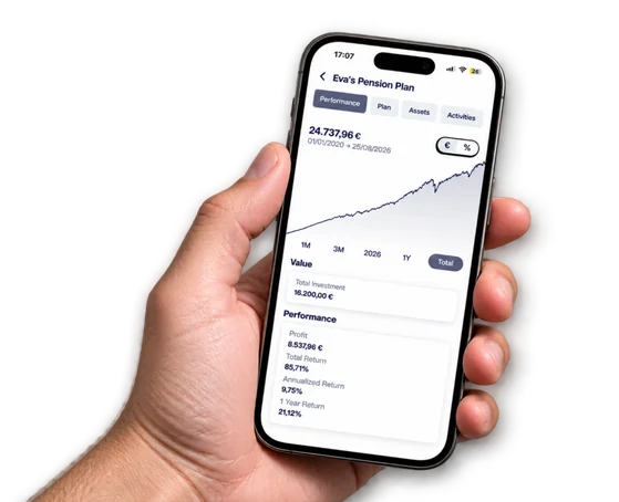 An employee's pension plan on a phone