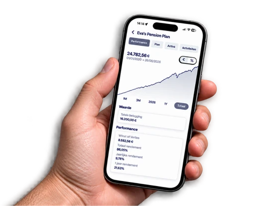 An employee's pension plan on a phone